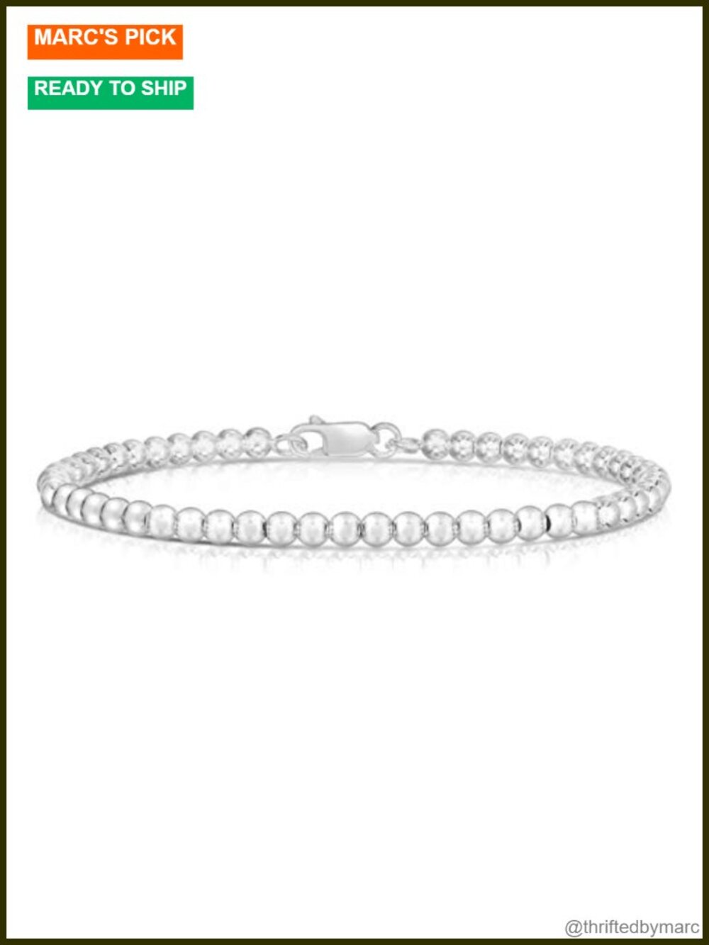 925 Sterling Silver Italian Bead Ball Chain Bracelet Handmade Women 6.5-8 Inch